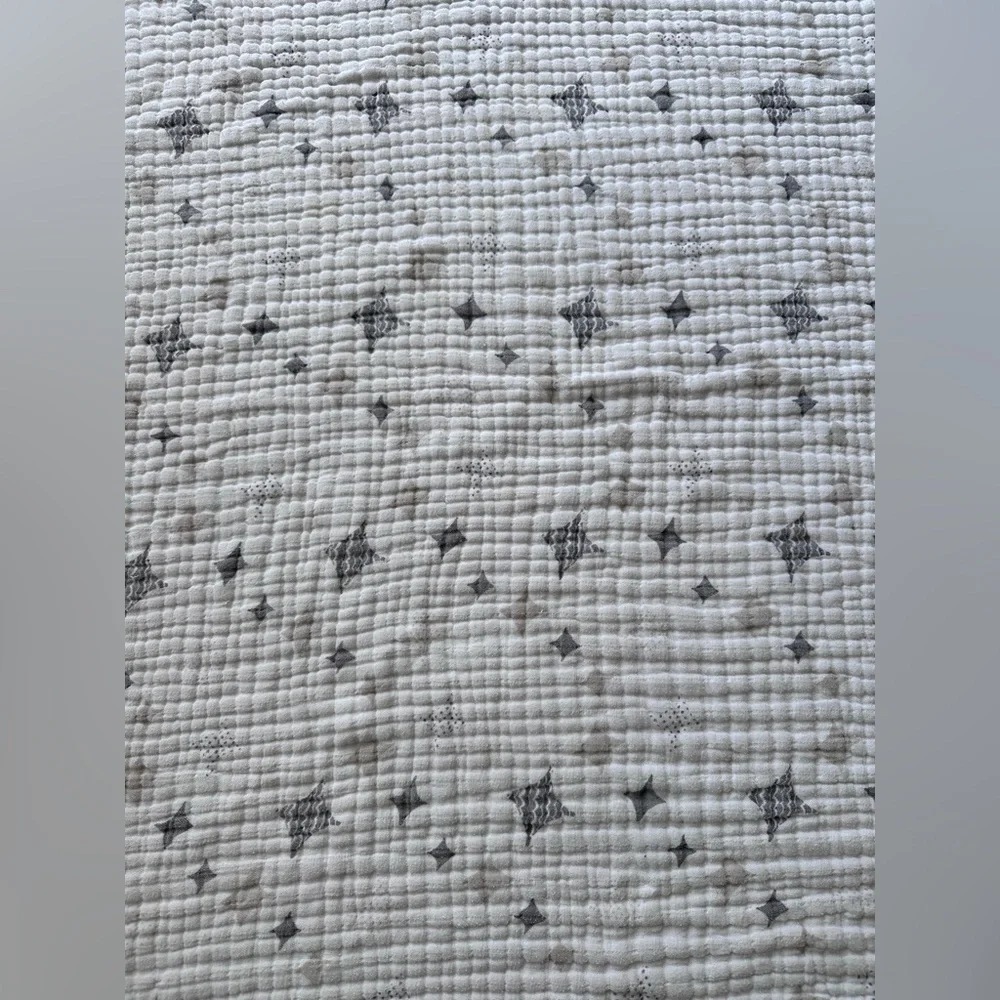 Aden + Anais Cotten Muslin Dream Blanket with Tan Grey White Diamonds 45” x 45”